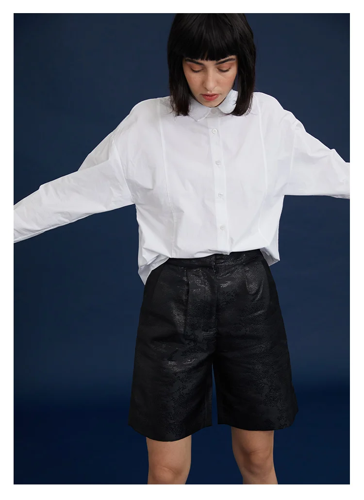 

LYNETTE'S CHINOISERIE Spring Autumn Original Design Women All-match Brief Elegant Loose Cotton White Shirts/Blouses