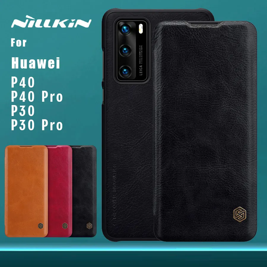 

for Huawei P40 P40 Pro P30 Pro P30 Case NILLKIN Qin Business Flip Leather Case Card Slot Back Cover for Huawei P40 Case