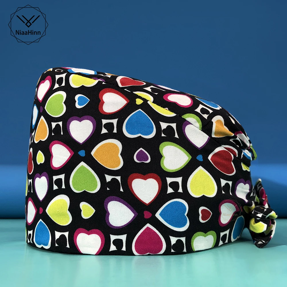 

Fashion Scrub Breathable cap elastic work cap printed casual nurse uniform unisex accessories outdoor worker outdoor work cap