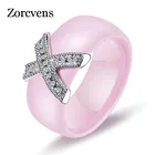 Модные ювелирные изделия KOtik, женское кольцо с кристаллами AAA, 8 мм X Крест, розовые, черные, белые керамические кольца для женщин и мужчин