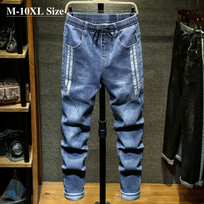 Plus Size 7XL 8XL 9XL 10XL Men's Harem Jeans 2023 Autumn New Fashion Casual Elastic Waist Denim Pants Streetwear Trousers Male