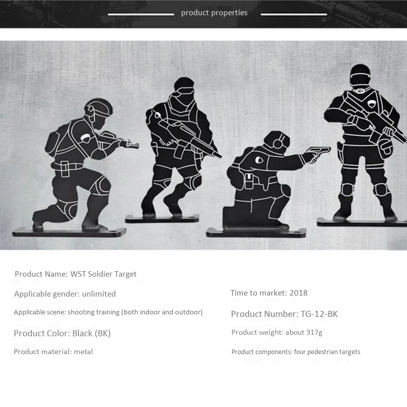 

4 Pieces Metal Targets Soldiers Pattern Hunting Accessories Sturdy & Reusable for Practice Training