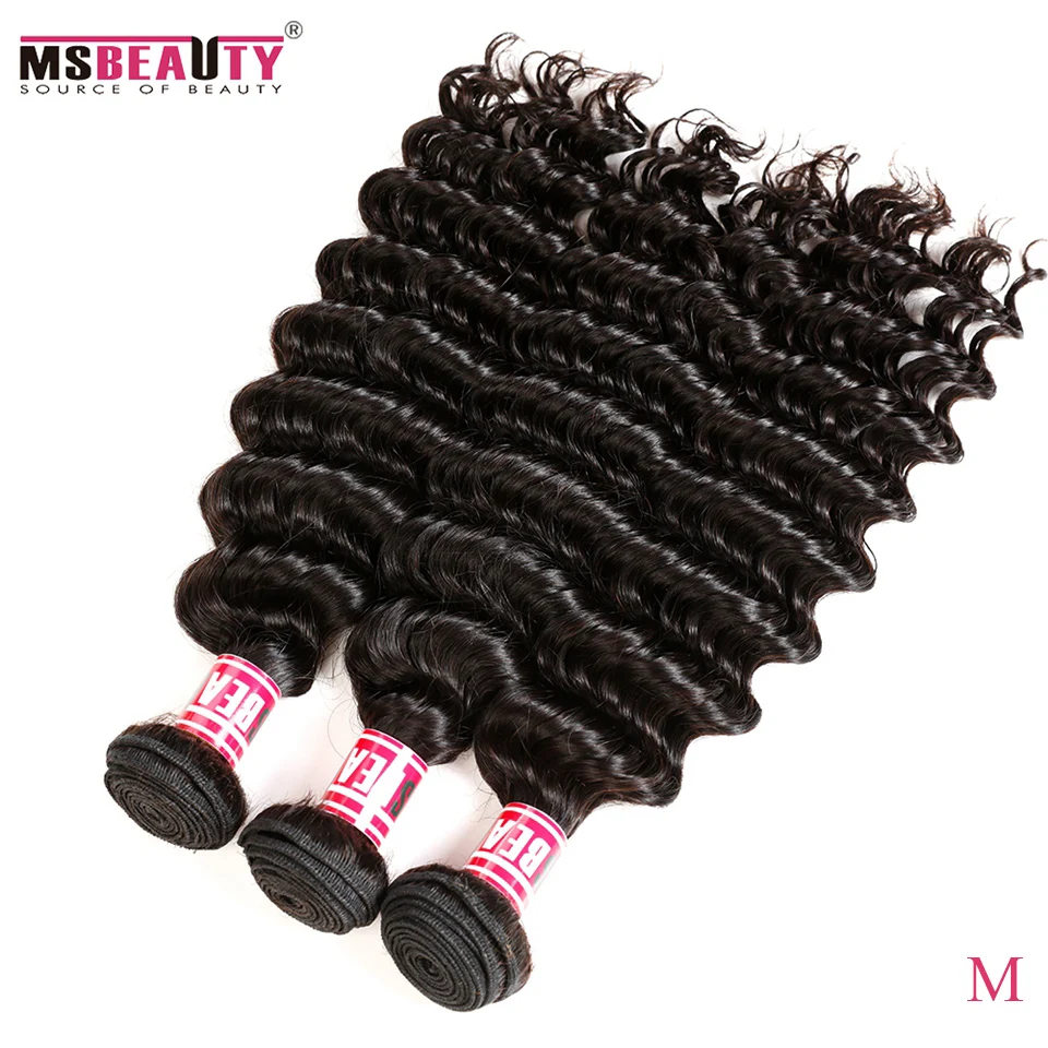 

Перуанские волосы глубокая волна вплетаемые пряди Волосы remy натуральный Цвет Msbeauty 100% Пряди человеческих волос для наращивания 1/3/4 пряди 10 "...