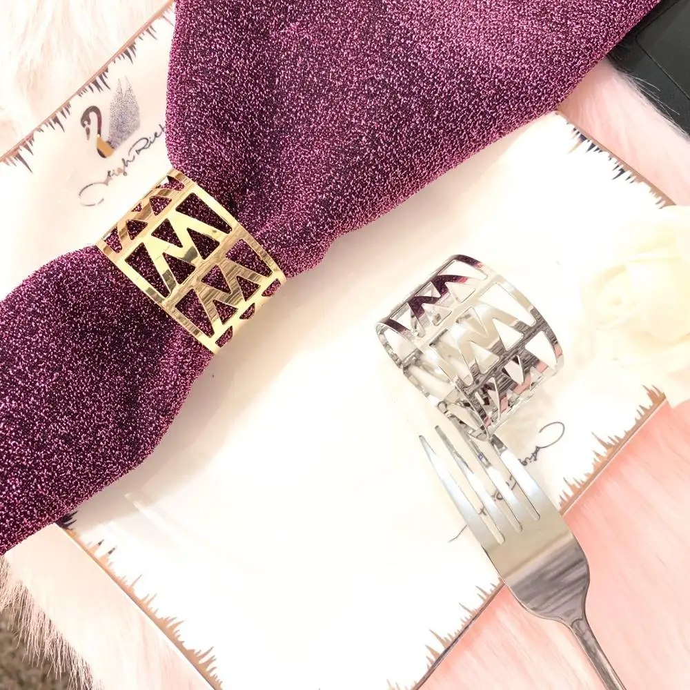 

12pc Simple Hotel Golden Metal Napkin Button Napkin Ring Banquet Western Restaurant Napkin Ring Cloth Ring
