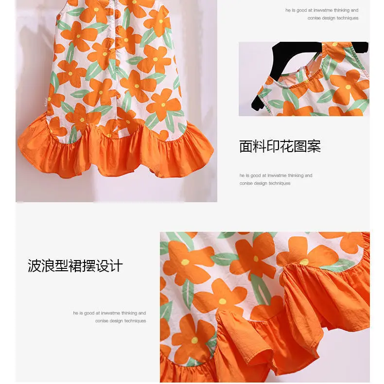 

Girls Summer Dress 2021 New Thin Cotton Floral Children's Skirt Baby Girl Fashion Princess Dress