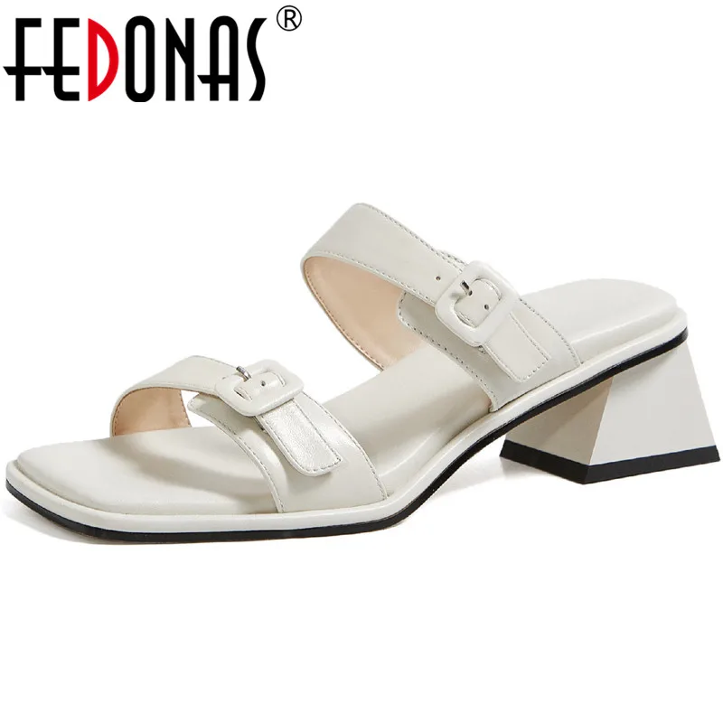Женские босоножки с открытым носком FEDONAS черные повседневные туфли на высоких