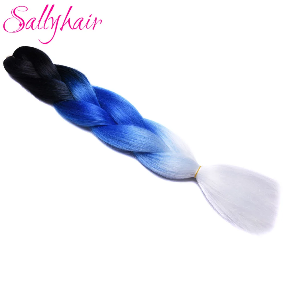 Sallyhair, 24 дюйма, Омбре, плетение волос, 2 тона, черный, винно-красный цвет, огромные косички, высокотемпературное волокно, синтетические волосы для наращивания - Цвет: # 99J
