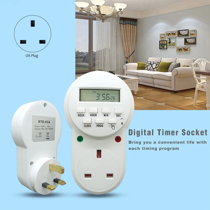 2PCS Socket 13A British Standard Cycle Timer Switch Hong Kong Timing Conversion Cocket UK Plug | Обустройство дома