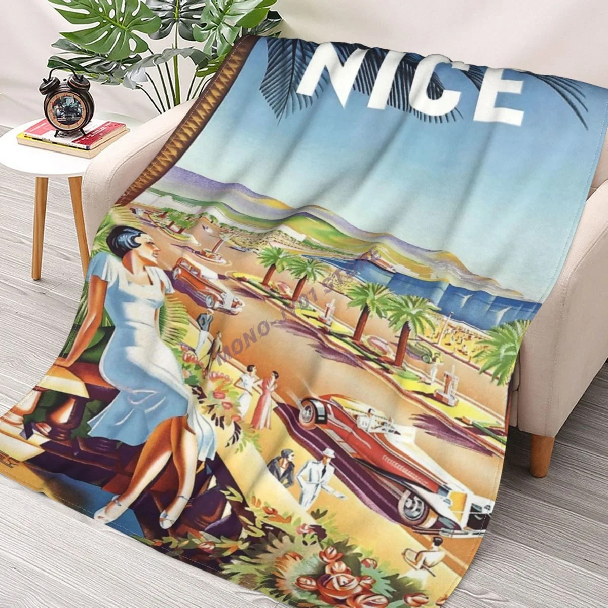 

1935 Nice France Travel Throw Blanket Sherpa Blanket cover Bedding soft Blankets