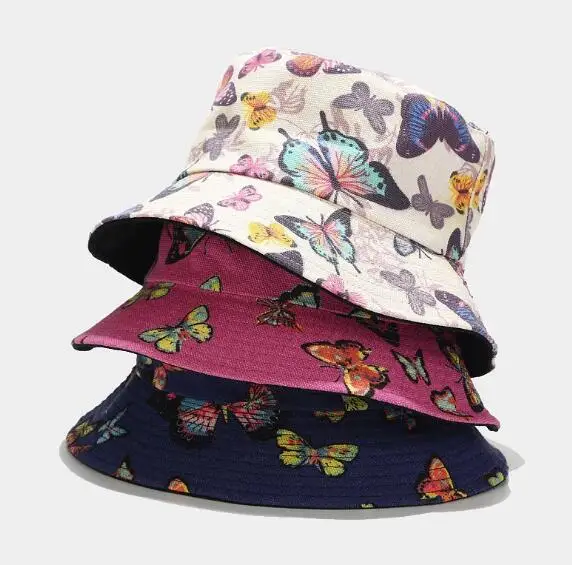 Модная шляпа бабочка Новая корейская для рыбаков уличная от солнца с принтом