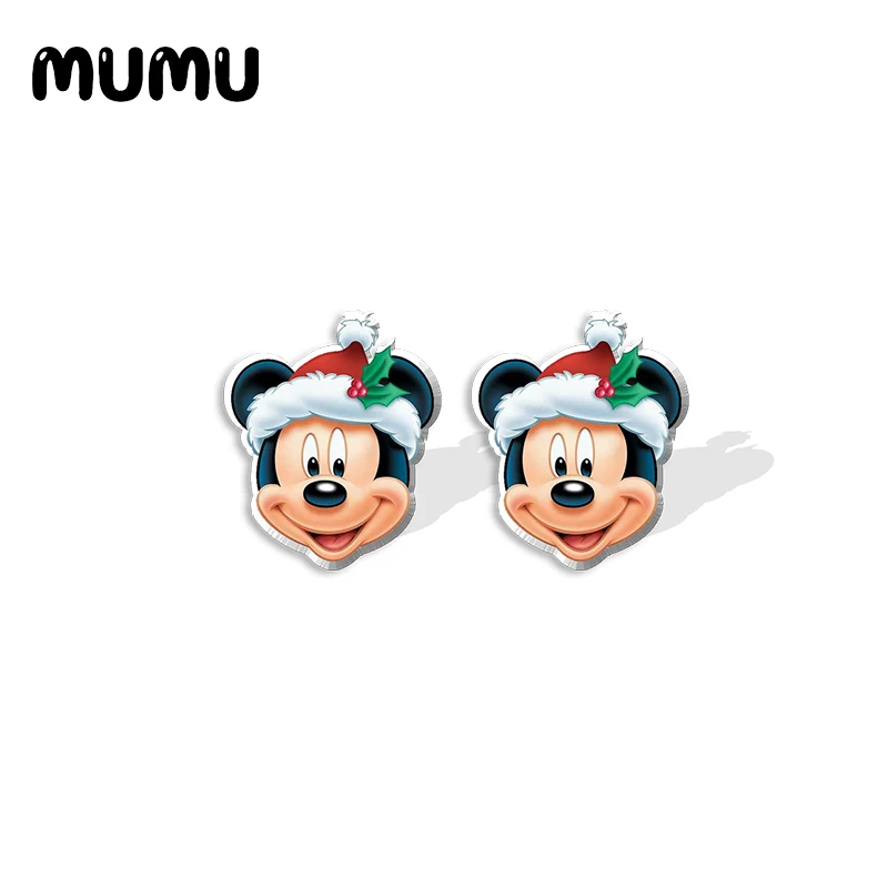 2021 Новые серьги с Микки Маусом и друзьями на заклепках Рождественские эпоксидные украшения из смолы акрила Ручная работа Подарки для поклонников.