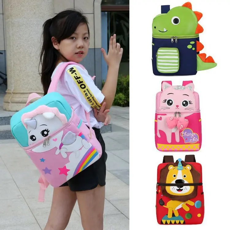 3D Unicorn Dinosaur Cartoon Print Schoolbag Student School Large Backpack Waterproof Anime Shoulder Bag Girls Child Mochila Cute
