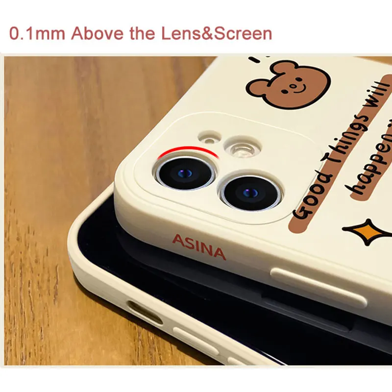 

ASINA Liquid Silicone Case For OPPO Reno 2 3 4 5 Pro Cute Cartoon Straight Edge Cover Bumper For Realme X7 Find X2 X3 Lite Neo