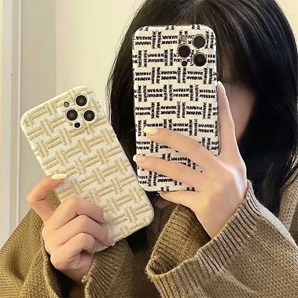 

Embroidery luxury mobile phone case for iphone 12 11 Pro Max XR X XS Max 7 8 plus Winter new Anti-fall iPhone case