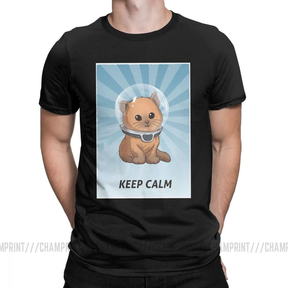 Винтаж Subnautica Keep Calm майки котенок для мужчин чистый хлопок футболки игры море Левиафан жнец Дайвинг рыба короткий рукав тройник - Цвет: Черный