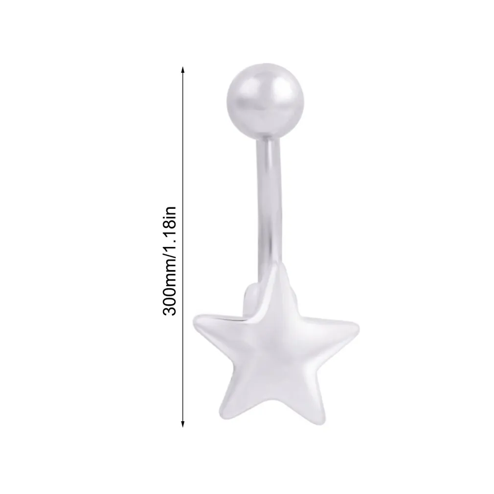 Глянцевая пятиконечная звезда из нержавеющей стали кольцо для пирсинга пупка