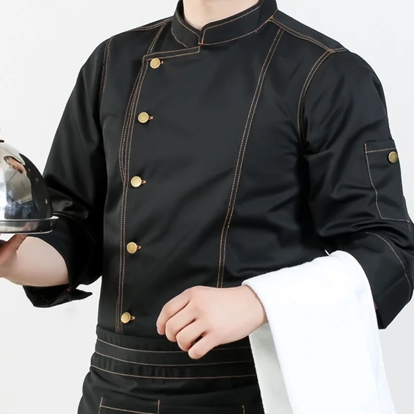 Мужская куртка шеф-повара с фартуком, форменная одежда для приготовления пищи, джинсовые хлопковые топы с короткими и длинными рукавами, водостойкая рубашка, комплект одежды