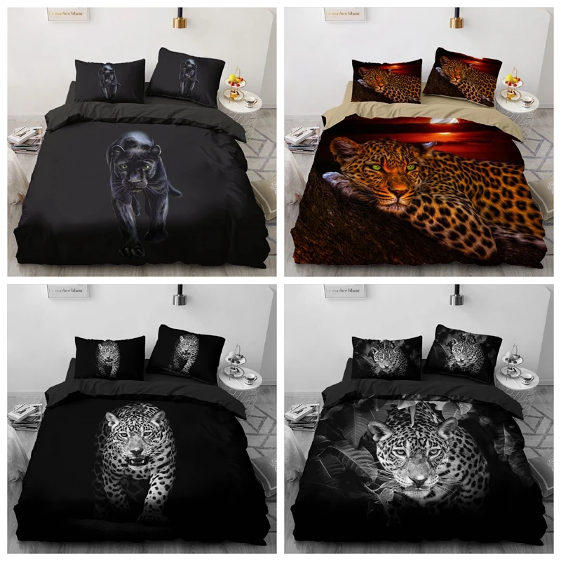 

Concise Style leopard Bedding Set Pillowcase Duvet Cover Sets Bed Linen Single Full Double Queen King Quilt Covers Bedclothes