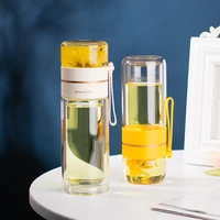450ml transparent glass water bottle with strap leak proof drinkware tea water separator double layer coffee mug water goblet