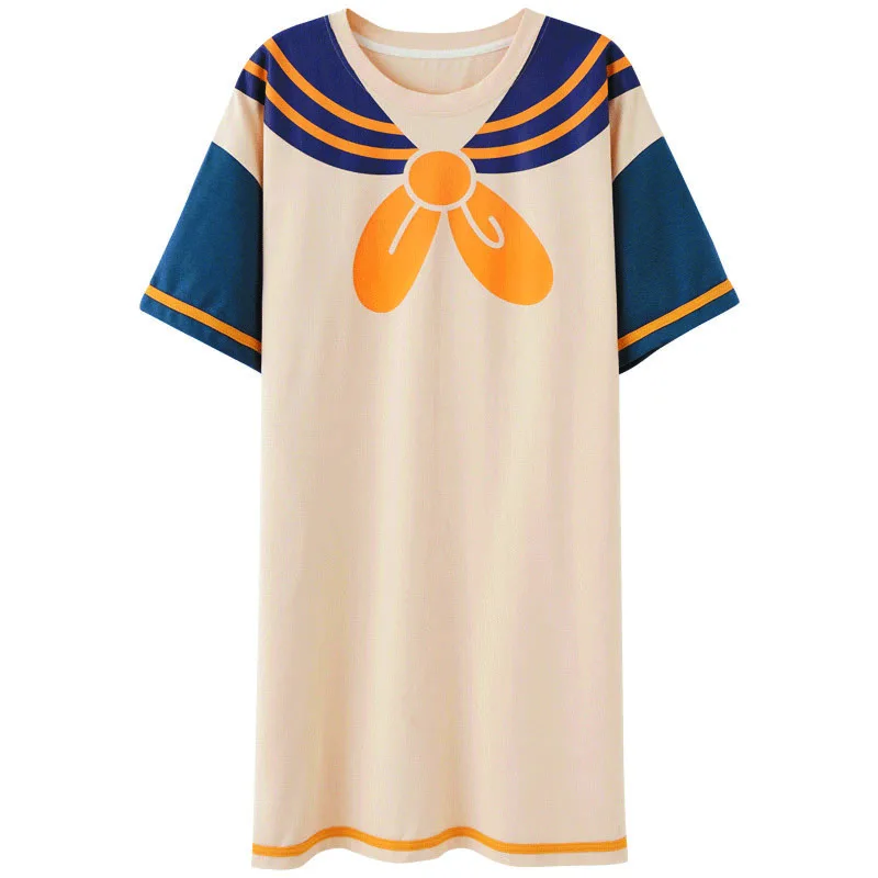 

Pliktea Women's Nightdress Summer Home Women Home Service Dresses Casual Cotton Plus Size Loose Pajamas Summer Ladies Nightdress