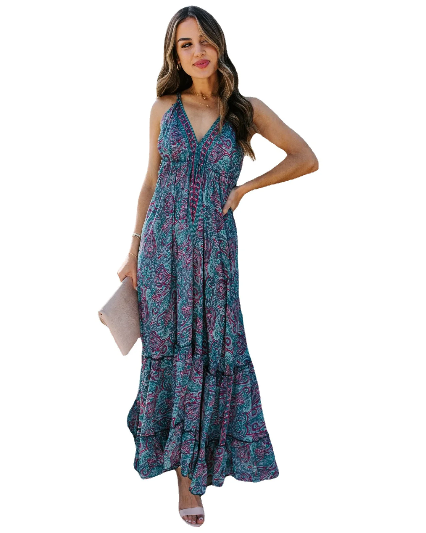 

New Condole Printed Sleeveless V-neck Dress