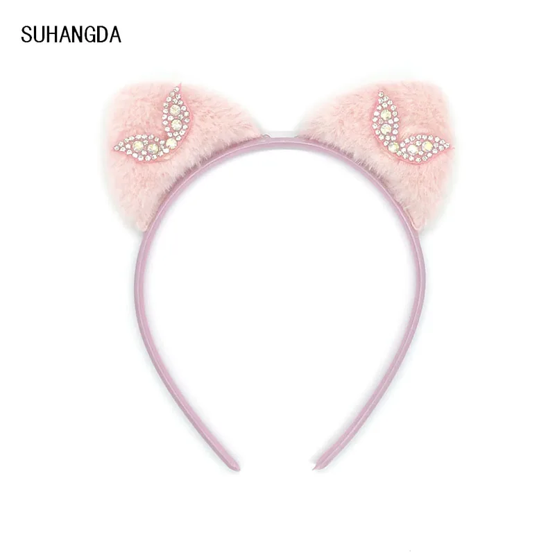 5 цветов Лидер продаж плюш с украшением в виде кошачьих ушек Детская повязка для