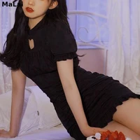 black vintage dress summer 2021 women french bodycon designer elegant mini dress female korean gothic beach party sexy dress