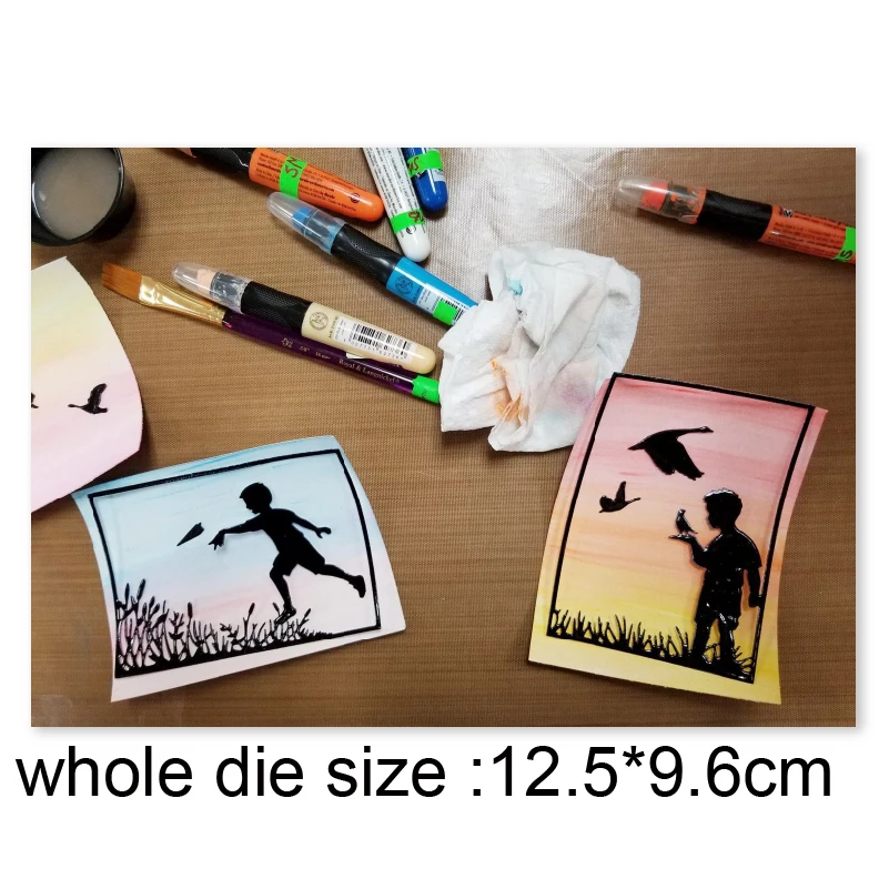 

12.5x9.6cm Boy frame Metal Cutting Dies Cut Die Mold Shape Carbon Scrapbook Paper Craft Knife Mould Blade Punch Stencils