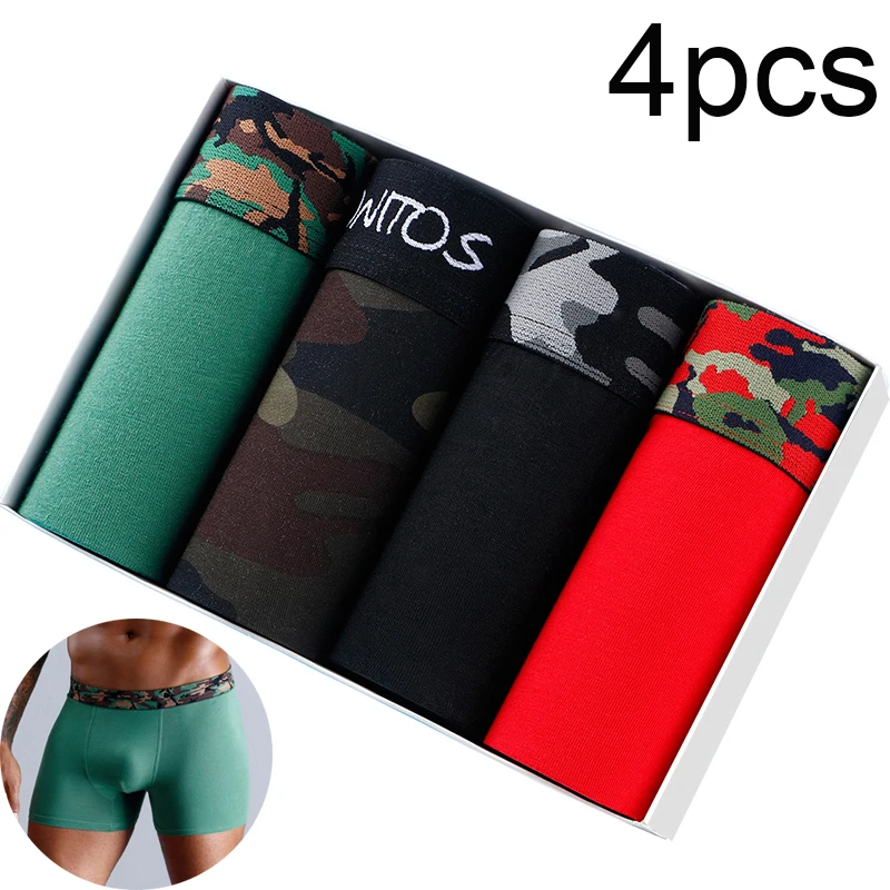 Трусы боксеры мужские Бесшовные из хлопка пикантное нижнее белье с принтом шорты