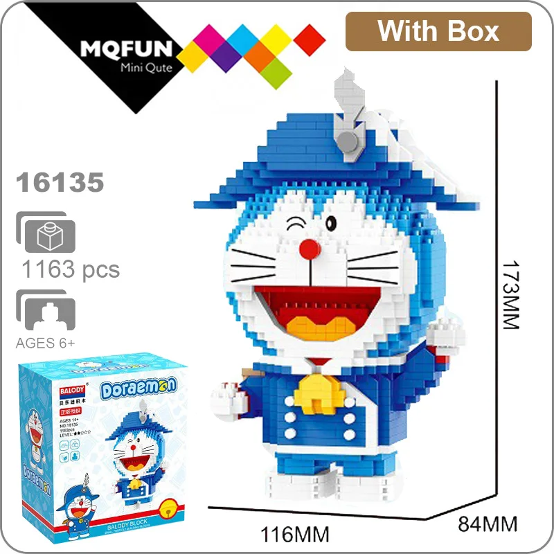 Balody аниме Дораэмон животные солдат волшебник зимняя подставка Sit Cat модель 3D