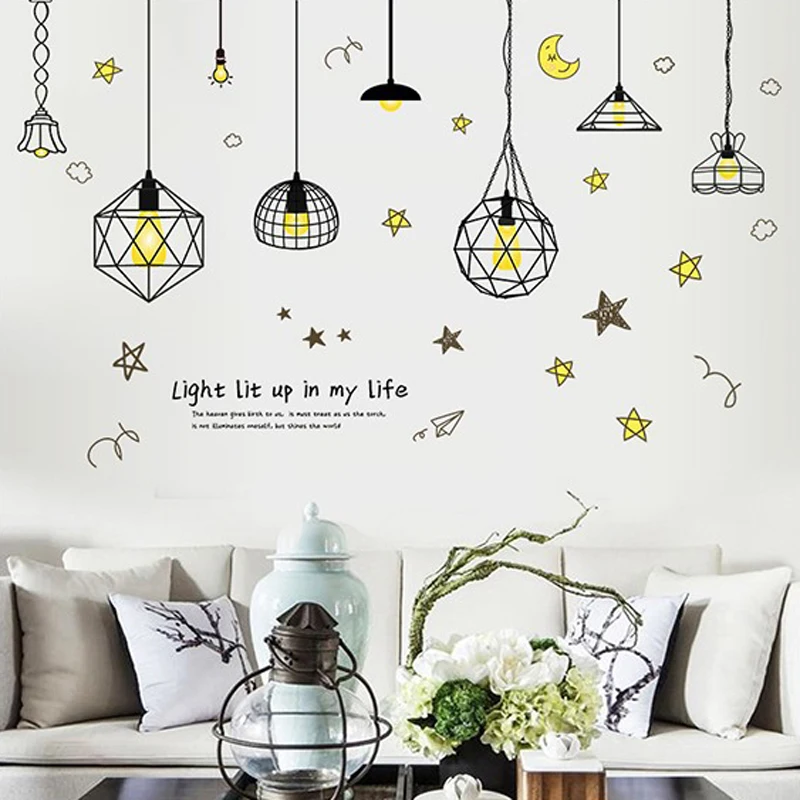 DIY геометрические настенные наклейки для люстры спальни гостиной детской