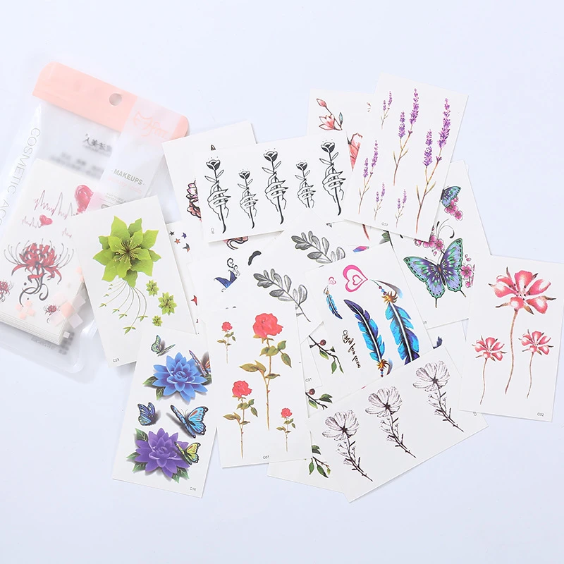 DORADOSUN 60 Pcs Waterproof Temporary Tattoo Sticker Animal Body Tatoo Art Women Fake Taty Tatuaje Cute FlowerTatto | Красота и