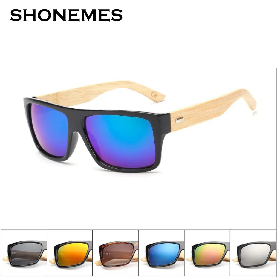 

Модные квадратные бамбуковые солнцезащитные очки, женские винтажные дизайнерские очки, уличные оттенки в оправе из настоящей древесины, зе...