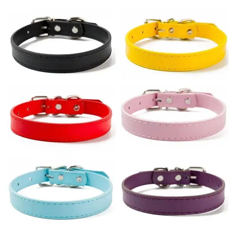 

Dog Collar PU Leather Puppy Collar Adjustable Pet Collar for Small Medium Dog Cat 14 Color Comfortable Pet Cat Dog Accessories