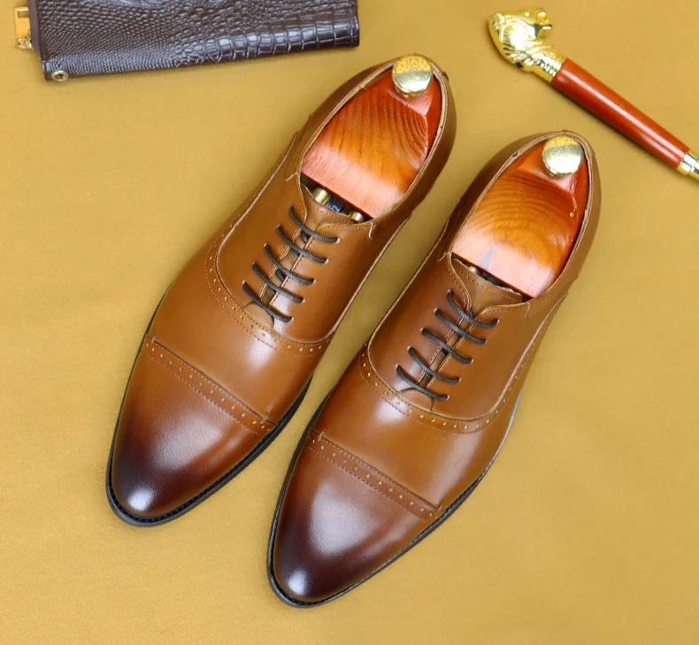 Туфли оксфорды мужские классические натуральная кожа заостренный носок на