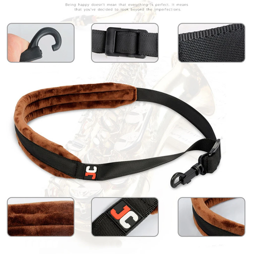 

Saxophone Strap Sax Neck Strap Adjustable Sax Neck Strap with Locking Hook Comfortable Soft Padded Sax Hook Belt