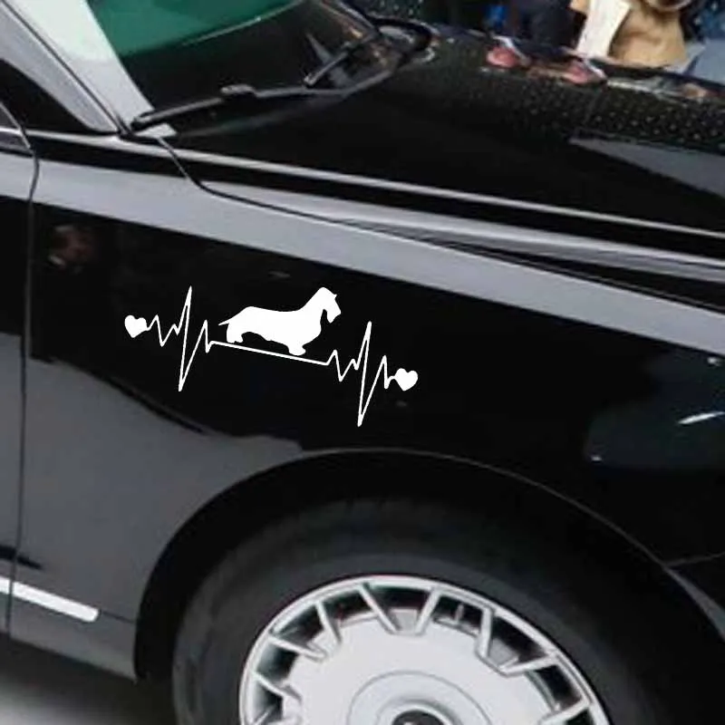 Aliauto индивидуальная Автомобильная наклейка Wirehaired Dachshund Lifeline Heartbeat Dog виниловые