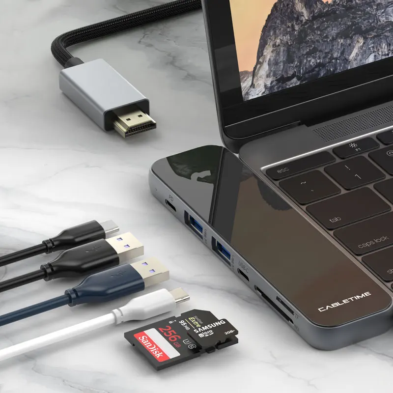 USB Type-C к 3 0 HDMI 4K мульти-хаб SD кардридер PD адаптер для ПК Macbook Pro Air C312 | Компьютеры и