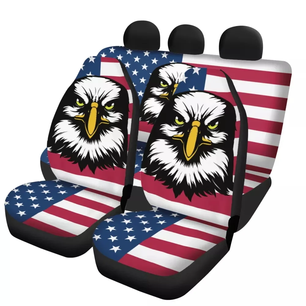 INSTANTARTS American Flag and Animal Car Accessories Automobile Seats Protector Universal Front and Rear Vehicle Seat Cushion