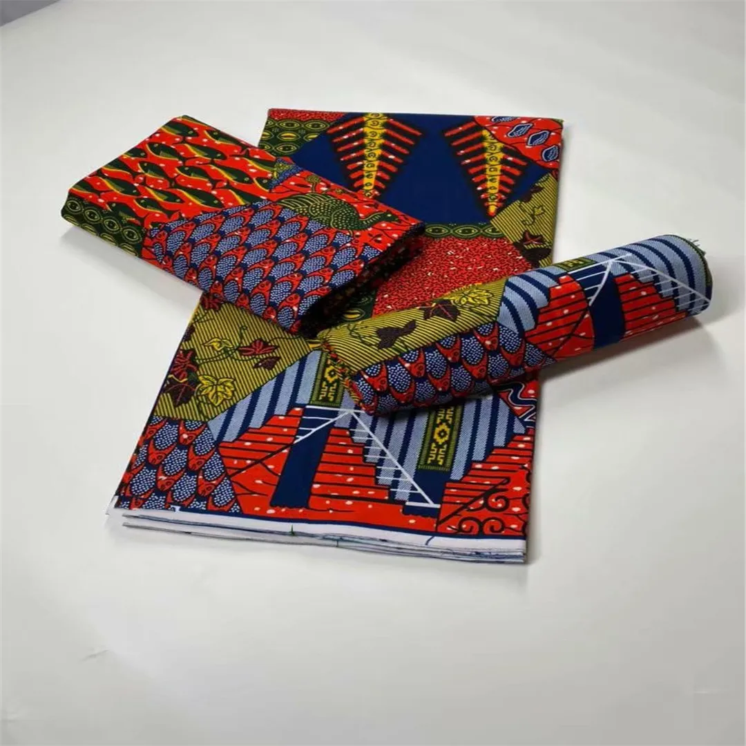 

2021 Latest African Wax Fabric Cotton Material Nigerian Ankara Block Prints Batik High Quality Sewing Cloth 6yards Green Color