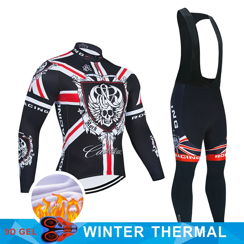 

2021 Good 2021 Rock Racing Winter Cycling Clothing 9D Set MTB The UK Bike Jersey Thermal Fleece Bicycle Clothes Mens Long Cyclin