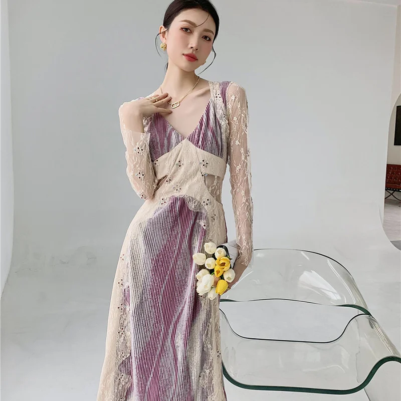 

Casual Dress Korean Loose Thin High Waist Chiffon Stripe Temperament Fashion Summer 2021 New Women's E506