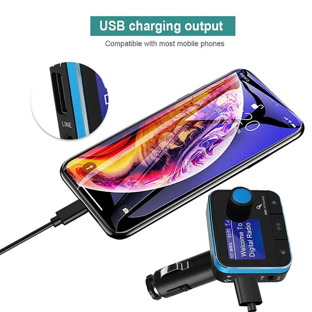 Автомобильный Bluetooth DAB + цифровой радиоприемник HD громкой связи FM передатчик