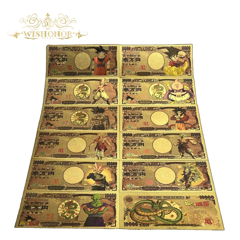 Красивые 23 вида банкнот из японской серии Z с героями мультфильмов|Золотые
