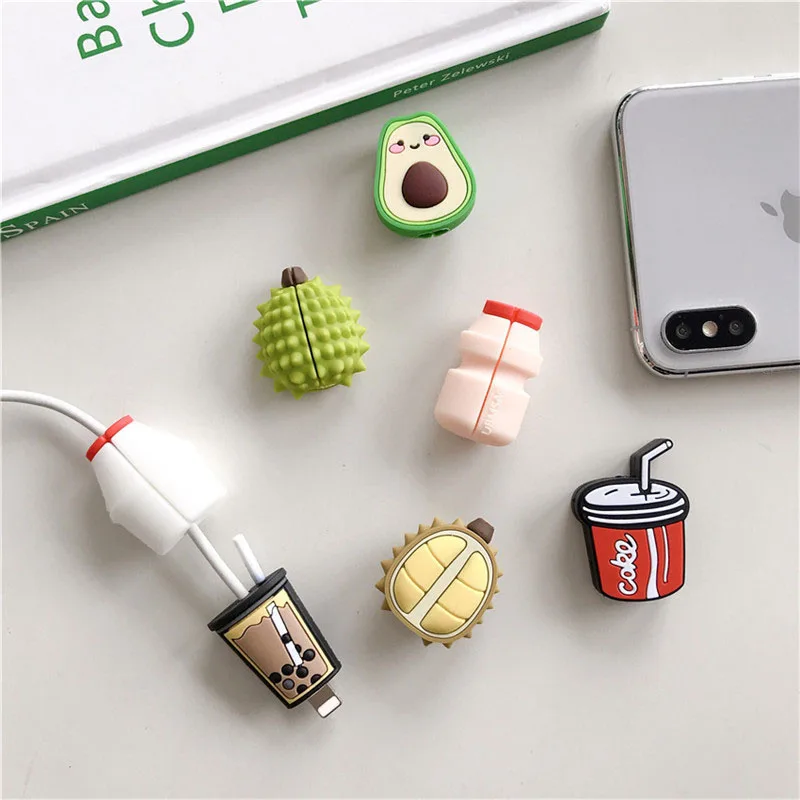Cute 3D Model Cable Protector Cartoon Cola Soft Silicone Data Line Cord Protective Case Cover For iPhone Winder | Электроника