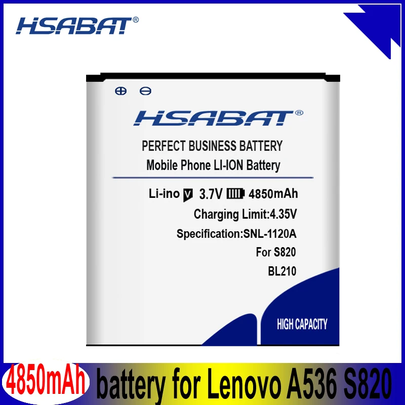 Аккумулятор HSABAT BL210 4850 мАч для Lenovo S820 A656 S650 S658t S820E A770E A750E A766 A658T A828t A536|Аккумуляторы