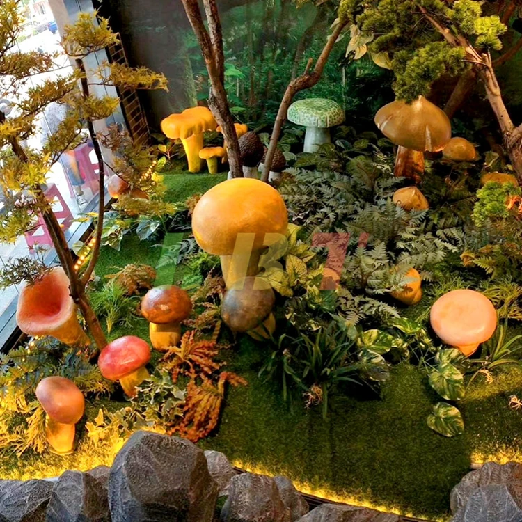 

Glass fiber reinforced plastic plant simulation mushroom sculpture small botanical garden sample room decoration