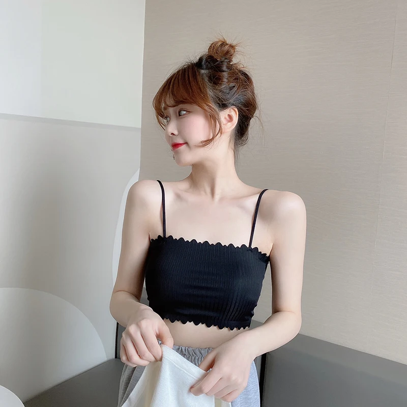 

Summer Korean Style 2021 New Slim Fit Slim and Sexy Inner Wear Outer Wear Tube Top Seamless Small Sling Vest Women's Clothing