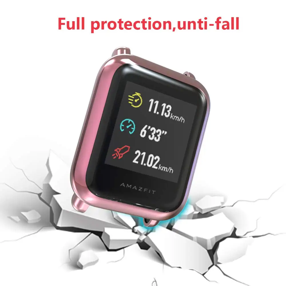 Screen Protector Slim Colorful Frame TPU Case Cover Protect Shell For Huami Amazfit Bip Younth Watch with Screen Protector