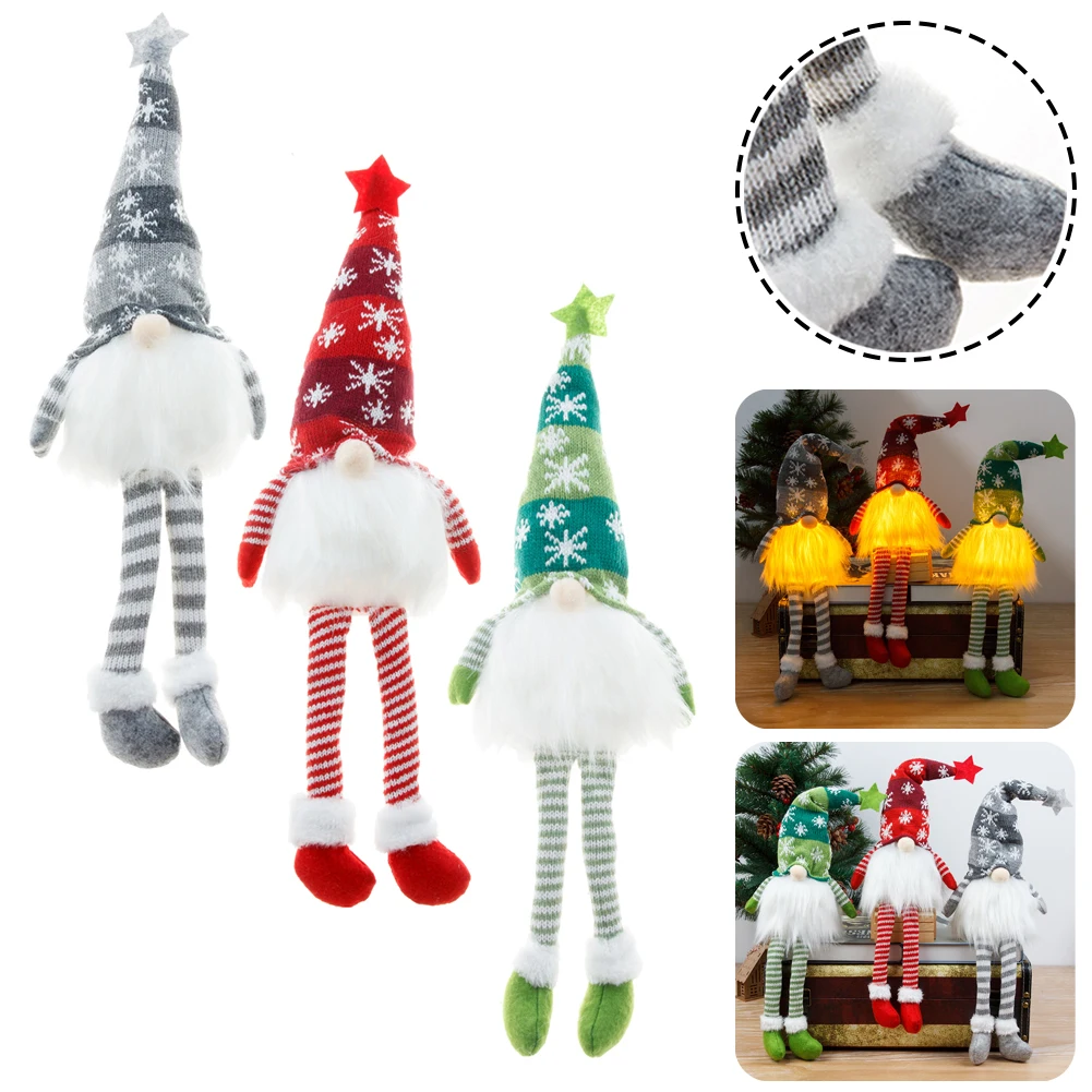 

Faceless Doll Decoration Creative Dwarf Doll with Long Leg Xmas Luminous Festival Figurine Doll Decoration Christmas Knitted Toy